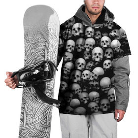 Накидка на куртку 3D с принтом Черепа , 100% полиэстер |  | Тематика изображения на принте: background | black | death | skeletons | skull | скелеты | фон | черепа | черный