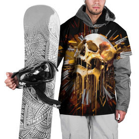Накидка на куртку 3D с принтом Череп , 100% полиэстер |  | Тематика изображения на принте: background | black | clock | death | skeleton | skull | time | время | скелет | фон | часы | череп | черный