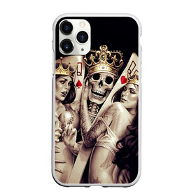 Чехол для iPhone 11 Pro Max матовый с принтом Скелетоны , Силикон |  | background | black | cards | color | crown | death | game | girl | hearts | king | queen | skeleton | skull | spades | tattoo | девушки | игра | карты | королевы | король | короны | масть | пики | скелет | тату | фон | черви 