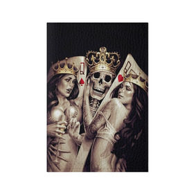 Обложка для паспорта матовая кожа с принтом Скелетоны , натуральная матовая кожа | размер 19,3 х 13,7 см; прозрачные пластиковые крепления | Тематика изображения на принте: background | black | cards | color | crown | death | game | girl | hearts | king | queen | skeleton | skull | spades | tattoo | девушки | игра | карты | королевы | король | короны | масть | пики | скелет | тату | фон | черви 
