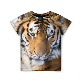 Детская футболка 3D с принтом Тигр , 100% гипоаллергенный полиэфир | прямой крой, круглый вырез горловины, длина до линии бедер, чуть спущенное плечо, ткань немного тянется | амурский | животные | киса | кот | котенок | кошка | пума | рысь | серый | тигр | хищник