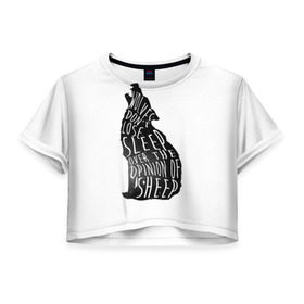Женская футболка 3D укороченная с принтом Wolves Dont Lose Sleep , 100% полиэстер | круглая горловина, длина футболки до линии талии, рукава с отворотами | animal | beast | moon | night | rage | roar | wolf | вой | волк | волчица | животное | зверь | луна | ночь | рык | ярость