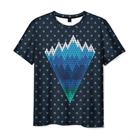 Мужская футболка 3D с принтом Геометрические горы , 100% полиэфир | прямой крой, круглый вырез горловины, длина до линии бедер | geometry | mountain | геометрия