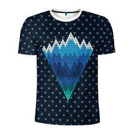 Мужская футболка 3D спортивная с принтом Геометрические горы , 100% полиэстер с улучшенными характеристиками | приталенный силуэт, круглая горловина, широкие плечи, сужается к линии бедра | geometry | mountain | геометрия