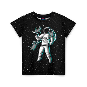 Детская футболка 3D с принтом Космонавт с котами , 100% гипоаллергенный полиэфир | прямой крой, круглый вырез горловины, длина до линии бедер, чуть спущенное плечо, ткань немного тянется | astronaut | cat | cosmonaut | cosmos | galaxy | kitty | planet | space | star | астронавт | галактика | звезды | космонавт | космос | кот | кошка | планета | скафандр
