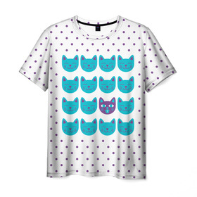 Мужская футболка 3D с принтом Кошачье настроение , 100% полиэфир | прямой крой, круглый вырез горловины, длина до линии бедер | animal | cat | feline | funny | happy | kitty | meow | животное | кот | котенок | кошка | мяу | настроение | счастье