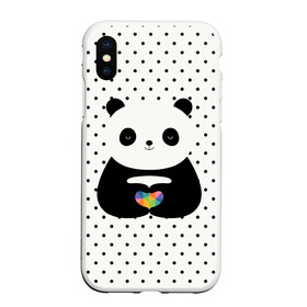 Чехол для iPhone XS Max матовый с принтом Любовь панды , Силикон | Область печати: задняя сторона чехла, без боковых панелей | animal | bear | beast | forest | heart | love | nature | panda | животное | зверь | лес | любовь | медведь | панда | природа | сердце | страсть