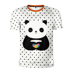 Мужская футболка 3D спортивная с принтом Любовь панды , 100% полиэстер с улучшенными характеристиками | приталенный силуэт, круглая горловина, широкие плечи, сужается к линии бедра | animal | bear | beast | forest | heart | love | nature | panda | животное | зверь | лес | любовь | медведь | панда | природа | сердце | страсть