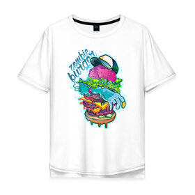 Мужская футболка хлопок Oversize с принтом Zombie Burger , 100% хлопок | свободный крой, круглый ворот, “спинка” длиннее передней части | Тематика изображения на принте: art | the walking dead | zombie | арт | зомби | ходячие мертвецы