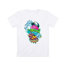 Детская футболка хлопок с принтом Zombie Burger , 100% хлопок | круглый вырез горловины, полуприлегающий силуэт, длина до линии бедер | Тематика изображения на принте: art | the walking dead | zombie | арт | зомби | ходячие мертвецы