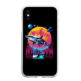 Чехол для iPhone XS Max матовый с принтом Ретро акула , Силикон | Область печати: задняя сторона чехла, без боковых панелей | Тематика изображения на принте: retro | shark