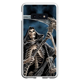 Чехол для Samsung S10E с принтом Скелетон , Силикон | Область печати: задняя сторона чехла, без боковых панелей | Тематика изображения на принте: death | skeleton | skull | капюшон | коса | скелет | череп