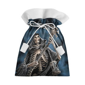 Подарочный 3D мешок с принтом Скелетон , 100% полиэстер | Размер: 29*39 см | Тематика изображения на принте: death | skeleton | skull | капюшон | коса | скелет | череп