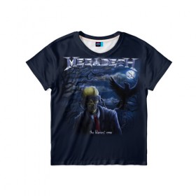 Детская футболка 3D с принтом Megadeth. The Blackest Crow , 100% гипоаллергенный полиэфир | прямой крой, круглый вырез горловины, длина до линии бедер, чуть спущенное плечо, ткань немного тянется | Тематика изображения на принте: dave | megadeth | metal | mustaine | rattlehead | rock | thrash | vic | дейв | мастейн | мегадет | метал | рок | треш