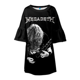 Детское платье 3D с принтом Dave Mustaine , 100% полиэстер | прямой силуэт, чуть расширенный к низу. Круглая горловина, на рукавах — воланы | dave | megadeth | metal | mustaine | rattlehead | rock | thrash | vic | дейв | мастейн | мегадет | метал | рок | треш