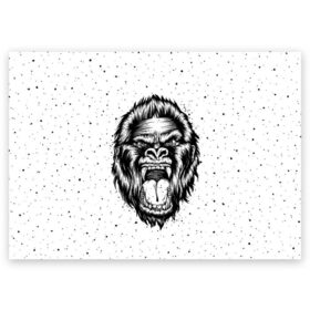 Поздравительная открытка с принтом Рык гориллы , 100% бумага | плотность бумаги 280 г/м2, матовая, на обратной стороне линовка и место для марки
 | animal | beast | gorilla | head | monkey | nature | rage | roar | голова | горилла | жиивотное | зверь | обезьяна | природа | рык | ярость