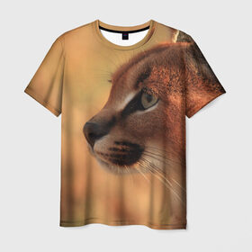 Мужская футболка 3D с принтом Рысь , 100% полиэфир | прямой крой, круглый вырез горловины, длина до линии бедер | Тематика изображения на принте: амурский | животные | киса | кот | котенок | кошка | пума | рысь | серый | тигр | хищник