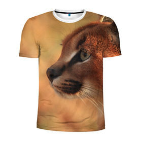 Мужская футболка 3D спортивная с принтом Рысь , 100% полиэстер с улучшенными характеристиками | приталенный силуэт, круглая горловина, широкие плечи, сужается к линии бедра | амурский | животные | киса | кот | котенок | кошка | пума | рысь | серый | тигр | хищник