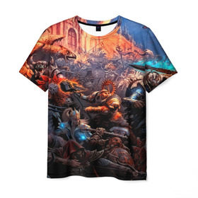 Мужская футболка 3D с принтом Warhammer , 100% полиэфир | прямой крой, круглый вырез горловины, длина до линии бедер | blood angels | space marine | warhammer 40k | wh40k | броня | воина | воины | солдаты