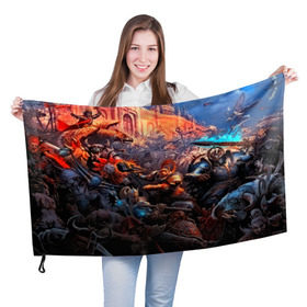 Флаг 3D с принтом Warhammer , 100% полиэстер | плотность ткани — 95 г/м2, размер — 67 х 109 см. Принт наносится с одной стороны | blood angels | space marine | warhammer 40k | wh40k | броня | воина | воины | солдаты