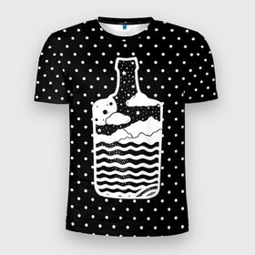 Мужская футболка 3D спортивная с принтом Эликсир природы , 100% полиэстер с улучшенными характеристиками | приталенный силуэт, круглая горловина, широкие плечи, сужается к линии бедра | beach | bottle | drink | elixir | nature | ocean | sea | sky | бутылка | коктейль | море | напиток | небо | океан | песок | пляж | природа | эликсир