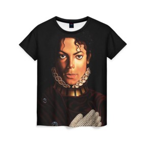 Женская футболка 3D с принтом Король Майкл Джексон , 100% полиэфир ( синтетическое хлопкоподобное полотно) | прямой крой, круглый вырез горловины, длина до линии бедер | king | michael jackson | pop music | король | майкл | музыка | перчатка | поп музыка