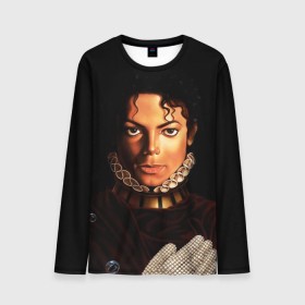 Мужской лонгслив 3D с принтом Король Майкл Джексон , 100% полиэстер | длинные рукава, круглый вырез горловины, полуприлегающий силуэт | king | michael jackson | pop music | король | майкл | музыка | перчатка | поп музыка