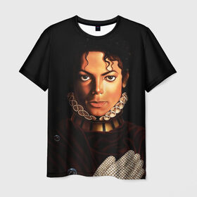 Мужская футболка 3D с принтом Король Майкл Джексон , 100% полиэфир | прямой крой, круглый вырез горловины, длина до линии бедер | Тематика изображения на принте: king | michael jackson | pop music | король | майкл | музыка | перчатка | поп музыка
