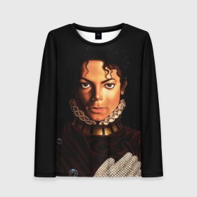 Женский лонгслив 3D с принтом Король Майкл Джексон , 100% полиэстер | длинные рукава, круглый вырез горловины, полуприлегающий силуэт | king | michael jackson | pop music | король | майкл | музыка | перчатка | поп музыка