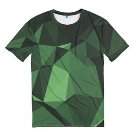 Мужская футболка 3D с принтом Абстракция , 100% полиэфир | прямой крой, круглый вырез горловины, длина до линии бедер | Тематика изображения на принте: геометрия | зелёный