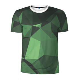 Мужская футболка 3D спортивная с принтом Абстракция , 100% полиэстер с улучшенными характеристиками | приталенный силуэт, круглая горловина, широкие плечи, сужается к линии бедра | Тематика изображения на принте: геометрия | зелёный