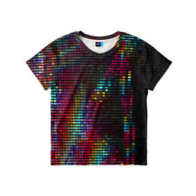 Детская футболка 3D с принтом neon-abstract , 100% гипоаллергенный полиэфир | прямой крой, круглый вырез горловины, длина до линии бедер, чуть спущенное плечо, ткань немного тянется | Тематика изображения на принте: пиксельный