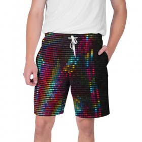 Мужские шорты 3D с принтом neon-abstract ,  полиэстер 100% | прямой крой, два кармана без застежек по бокам. Мягкая трикотажная резинка на поясе, внутри которой широкие завязки. Длина чуть выше колен | пиксельный