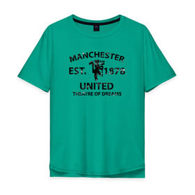 Мужская футболка хлопок Oversize с принтом Manchester United - Est.1878 (Чёрный) , 100% хлопок | свободный крой, круглый ворот, “спинка” длиннее передней части | Тематика изображения на принте: manchester united | манчестер юнайтед | футбол