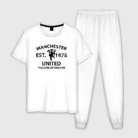 Мужская пижама хлопок с принтом Manchester United - Est.1878 (Чёрный) , 100% хлопок | брюки и футболка прямого кроя, без карманов, на брюках мягкая резинка на поясе и по низу штанин
 | manchester united | манчестер юнайтед | футбол