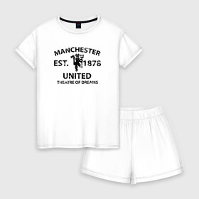 Женская пижама с шортиками хлопок с принтом Manchester United - Est 1878 (Чёрный) , 100% хлопок | футболка прямого кроя, шорты свободные с широкой мягкой резинкой | manchester united | манчестер юнайтед | футбол