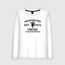 Женский лонгслив хлопок с принтом Manchester United - Est 1878 (Чёрный) , 100% хлопок |  | manchester united | манчестер юнайтед | футбол