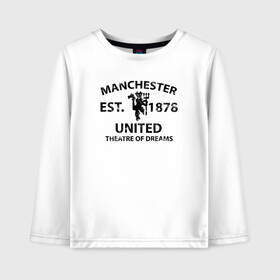 Детский лонгслив хлопок с принтом Manchester United - Est 1878 (Чёрный) , 100% хлопок | круглый вырез горловины, полуприлегающий силуэт, длина до линии бедер | manchester united | манчестер юнайтед | футбол