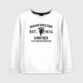 Детский лонгслив хлопок с принтом Manchester United - Est 1878 (Чёрный) , 100% хлопок | круглый вырез горловины, полуприлегающий силуэт, длина до линии бедер | Тематика изображения на принте: manchester united | манчестер юнайтед | футбол