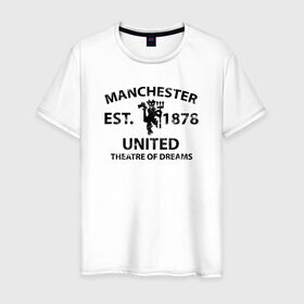 Мужская футболка хлопок с принтом Manchester United - Est.1878 (Чёрный) , 100% хлопок | прямой крой, круглый вырез горловины, длина до линии бедер, слегка спущенное плечо. | manchester united | манчестер юнайтед | футбол