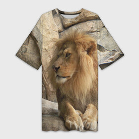 Платье-футболка 3D с принтом Лев ,  |  | амурский | животные | киса | кот | котенок | кошка | лев | львица | пума | рысь | серый | тигр | хищник