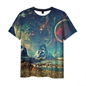 Мужская футболка 3D с принтом Planeta , 100% полиэфир | прямой крой, круглый вырез горловины, длина до линии бедер | космический | космос | планеты