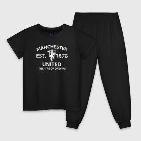 Детская пижама хлопок с принтом Manchester United - Est.1878 (Белый) , 100% хлопок |  брюки и футболка прямого кроя, без карманов, на брюках мягкая резинка на поясе и по низу штанин
 | Тематика изображения на принте: manchester united | манчестер юнайтед | футбол
