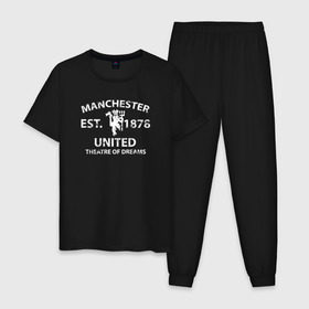 Мужская пижама хлопок с принтом Manchester United - Est.1878 (Белый) , 100% хлопок | брюки и футболка прямого кроя, без карманов, на брюках мягкая резинка на поясе и по низу штанин
 | manchester united | манчестер юнайтед | футбол
