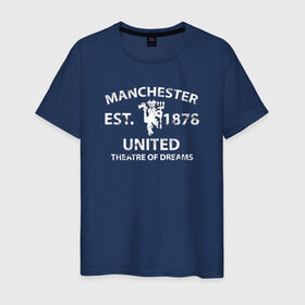 Мужская футболка хлопок с принтом Manchester United - Est.1878 (Белый) , 100% хлопок | прямой крой, круглый вырез горловины, длина до линии бедер, слегка спущенное плечо. | manchester united | манчестер юнайтед | футбол
