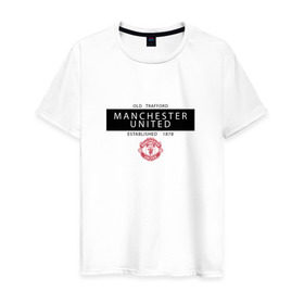 Мужская футболка хлопок с принтом Manchester United - Established 1878 (чёрный) , 100% хлопок | прямой крой, круглый вырез горловины, длина до линии бедер, слегка спущенное плечо. | manchester united | манчестер юнайтед | футбол