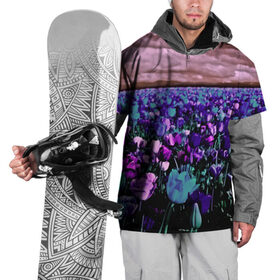 Накидка на куртку 3D с принтом Поле тюльпанов , 100% полиэстер |  | flower | весна | поле | полевой цветок | природа | цветочки | цветы
