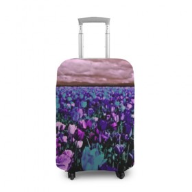 Чехол для чемодана 3D с принтом Поле тюльпанов , 86% полиэфир, 14% спандекс | двустороннее нанесение принта, прорези для ручек и колес | flower | весна | поле | полевой цветок | природа | цветочки | цветы