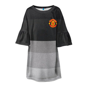 Детское платье 3D с принтом Manchester United - Noise (Шум) , 100% полиэстер | прямой силуэт, чуть расширенный к низу. Круглая горловина, на рукавах — воланы | Тематика изображения на принте: manchester united | манчестер юнайтед | футбол
