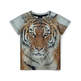 Детская футболка 3D с принтом Тигр , 100% гипоаллергенный полиэфир | прямой крой, круглый вырез горловины, длина до линии бедер, чуть спущенное плечо, ткань немного тянется | амурский | животные | зверь | киса | кот | котенок | кошка | тигр | хищник